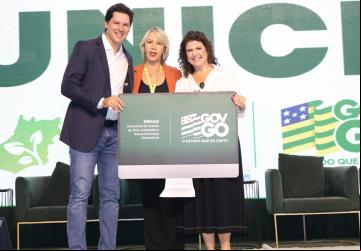 Legenda: Vice-governador Daniel Vilela durante a abertura do 1º Congresso de Gestão Ambiental Municipal, em Goiânia